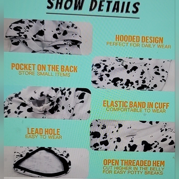 NWT DALMATION DOG HOODIE DOG PET COSTUME XXL - Picture 3 of 14